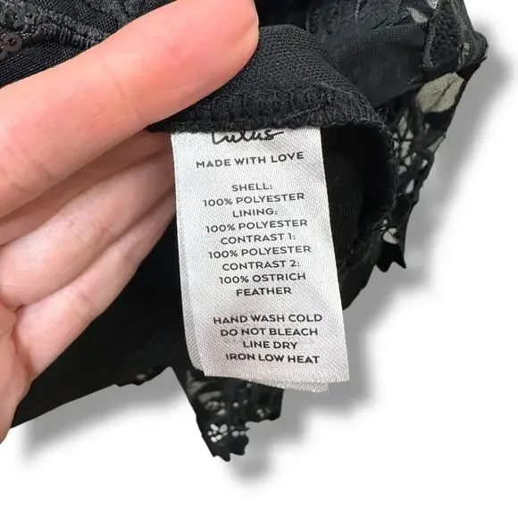 NEW Lulus Midnight Sparkle Black Embroidered Feather Bustier Maxi Dress XS - Picture 13 of 13